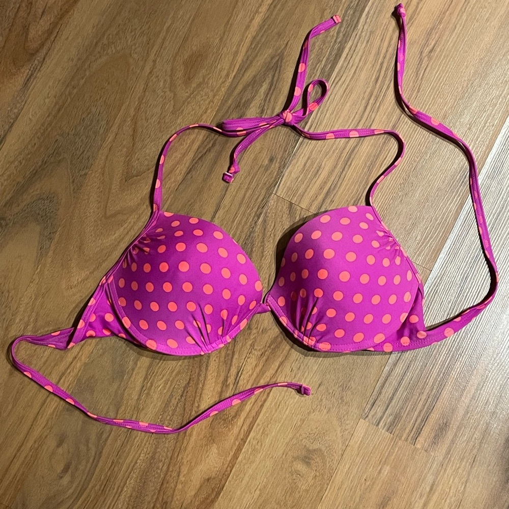 Joe Boxer Women’s Push Up Polka Dot Bikini Top Large
